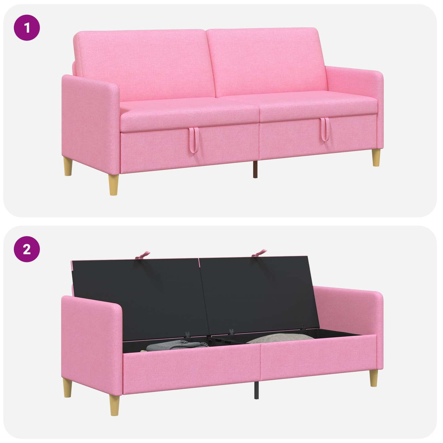 Divano con Storage Rosa 192 x 78 x 87 cm Poliestere | homemem39