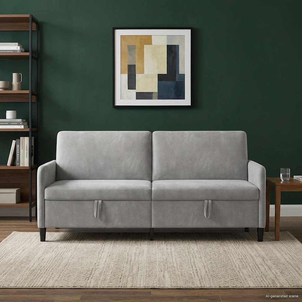 Divano con Storage Grigio Chiaro 192 x 78 x 87 cm Poliestere | homemem39