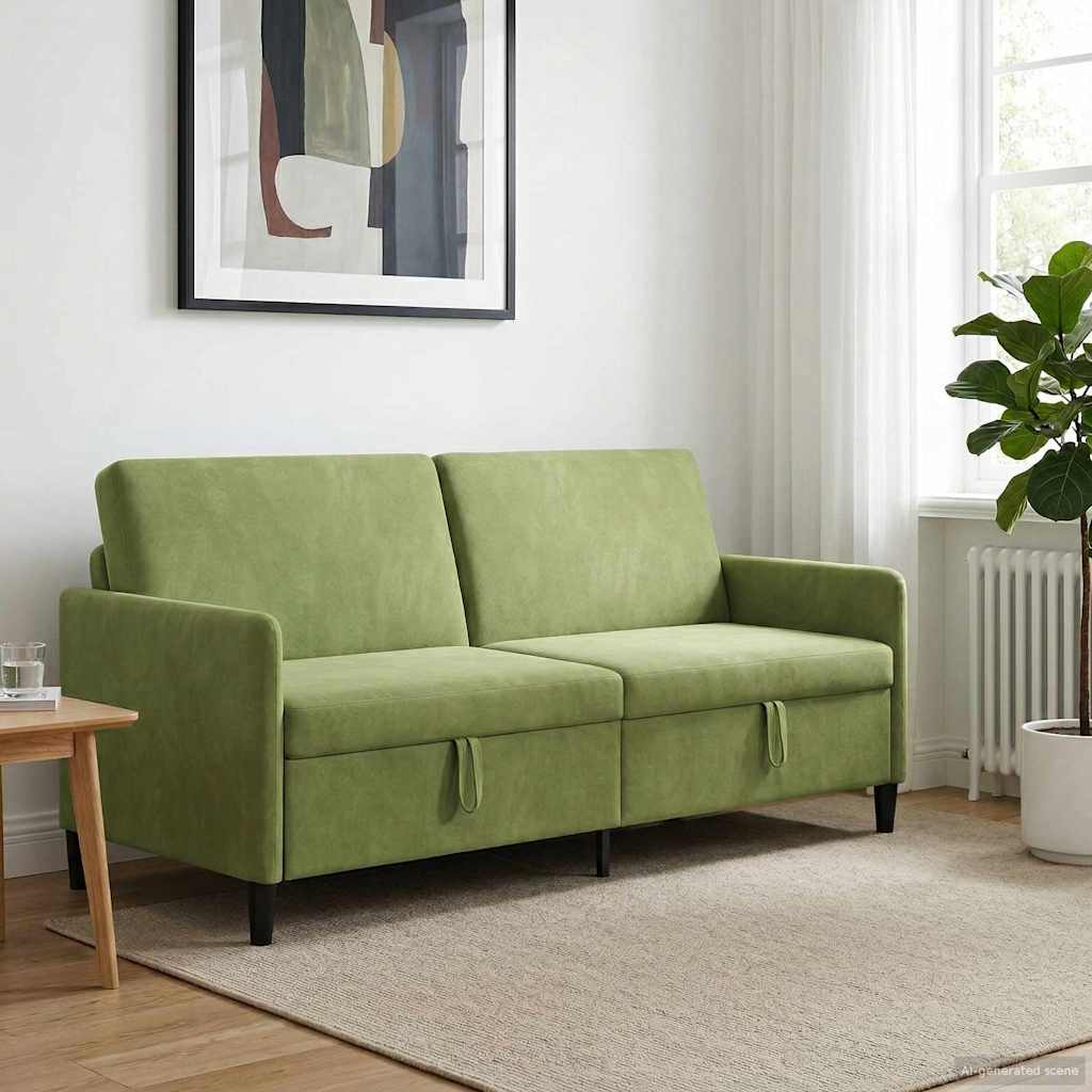 Divano con Storage Verde chiaro 192 x 78 x 87 cm Poliestere | homemem39
