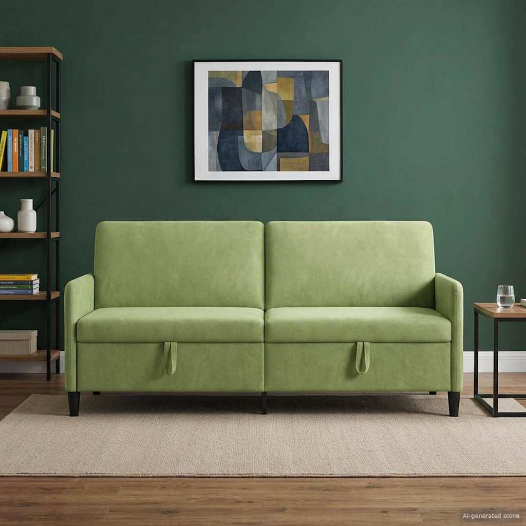 Divano con Storage Verde chiaro 192 x 78 x 87 cm Poliestere | homemem39