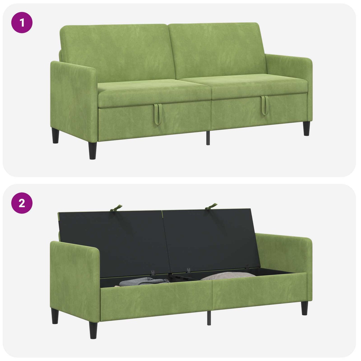Divano con Storage Verde chiaro 192 x 78 x 87 cm Poliestere | homemem39