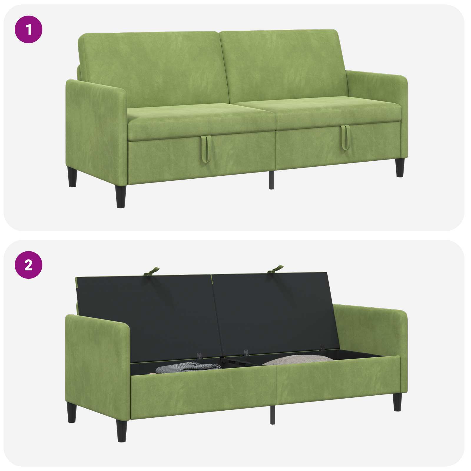Divano con Storage Verde chiaro 192 x 78 x 87 cm Poliestere | homemem39