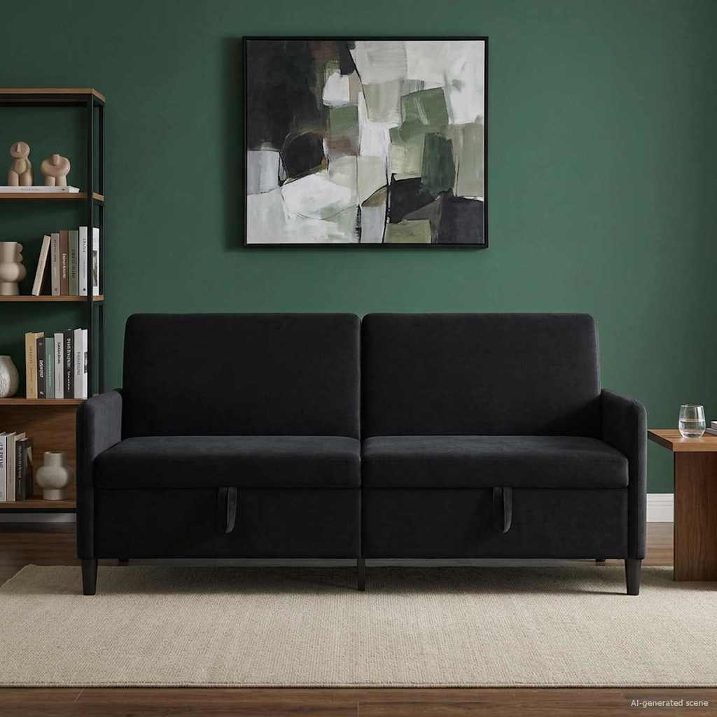 Divano con Storage Nero 192 x 78 x 87 cm Poliestere | homemem39