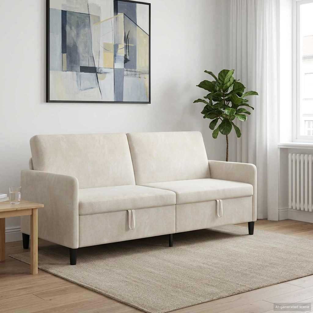 Divano con Storage Crema 192 x 78 x 87 cm Poliestere | homemem39