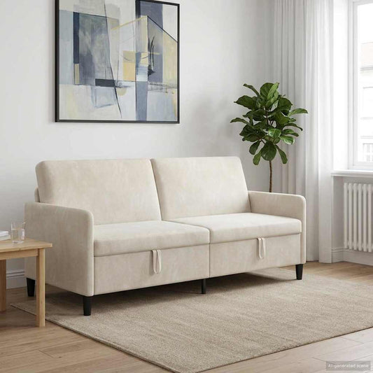 Divano con Storage Crema 192 x 78 x 87 cm Poliestere | homemem39