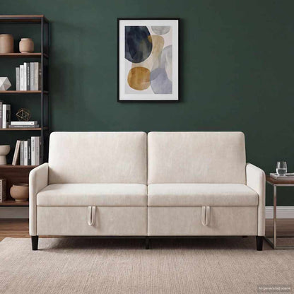 Divano con Storage Crema 192 x 78 x 87 cm Poliestere | homemem39
