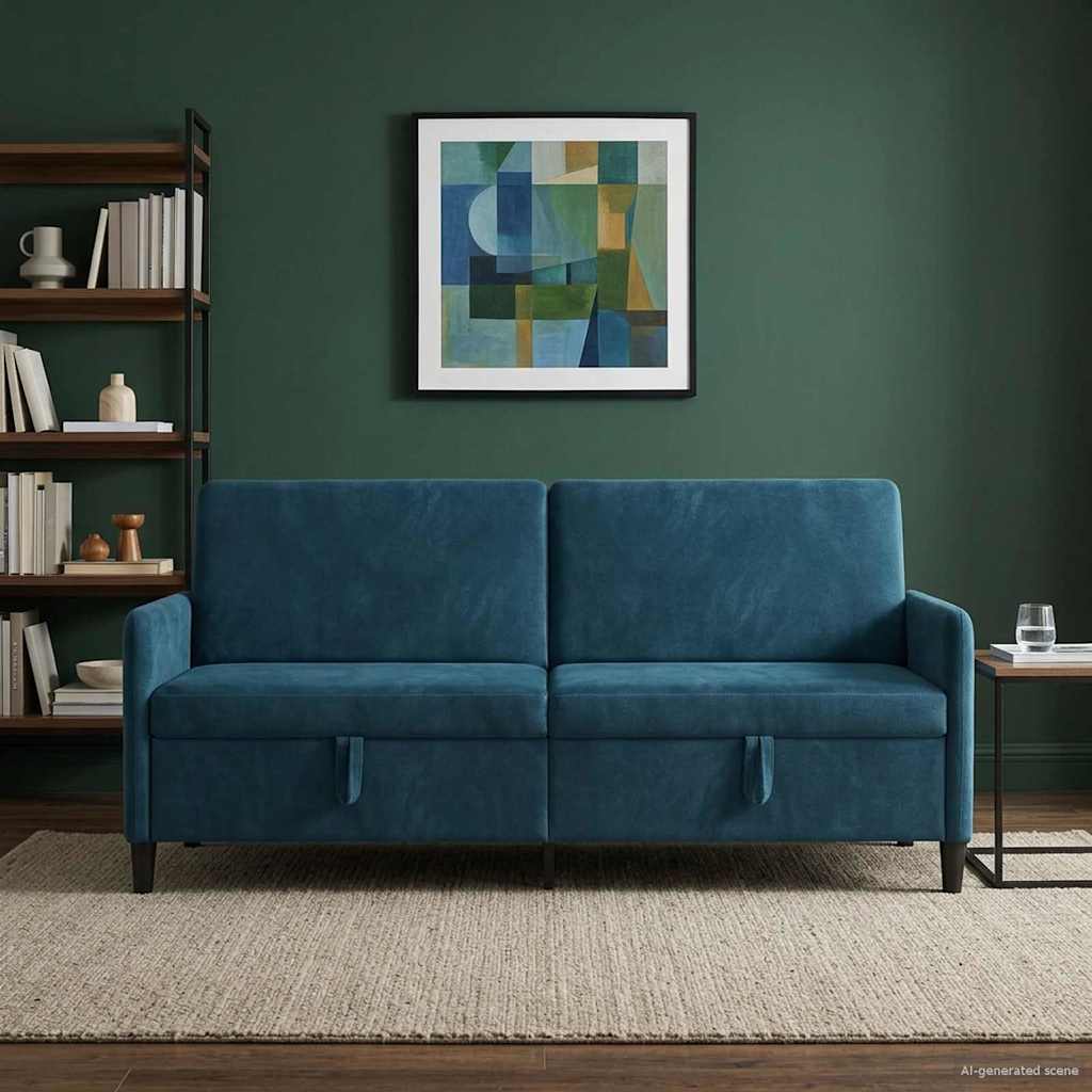 Divano con Storage Blu 192 x 78 x 87 cm Poliestere