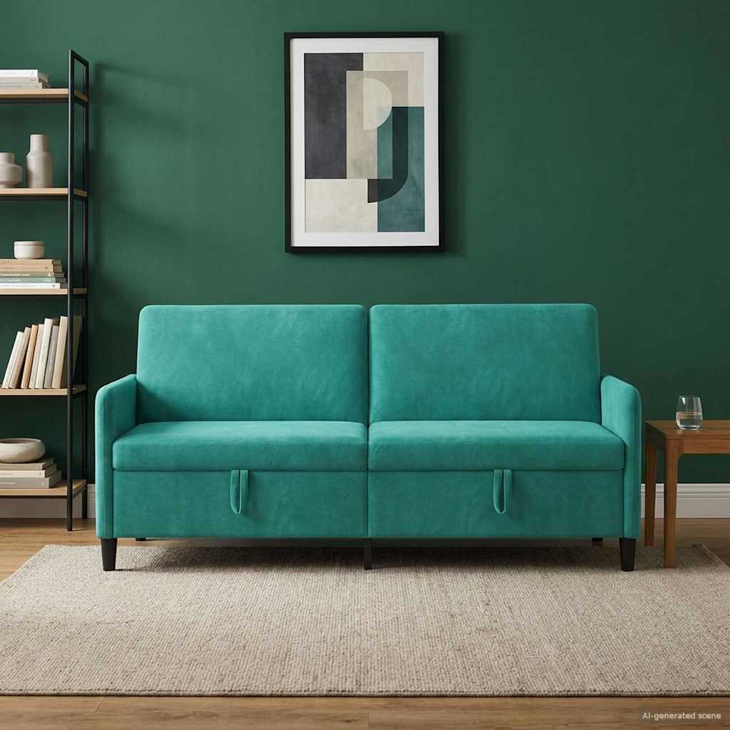 Divano con Storage Turchese 192 x 78 x 87 cm Poliestere | homemem39