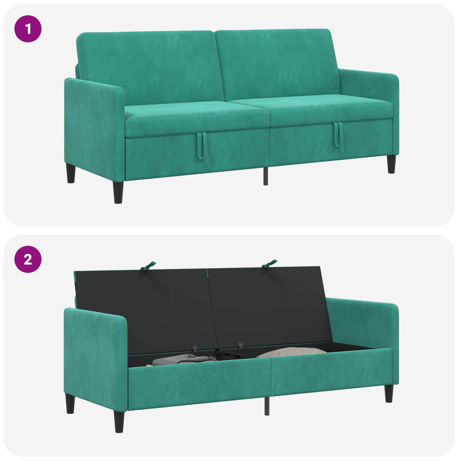 Divano con Storage Turchese 192 x 78 x 87 cm Poliestere | homemem39