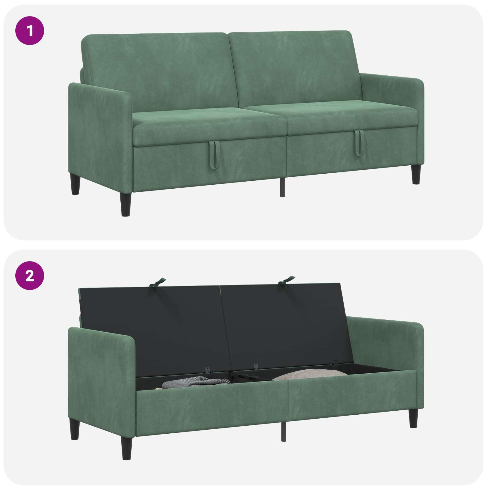 Divano con Storage Verde Mare 192 x 78 x 87 cm Poliestere | homemem39