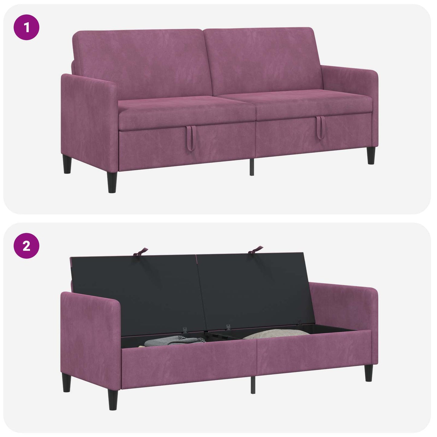 Divano con Storage Viola 192 x 78 x 87 cm Poliestere | homemem39