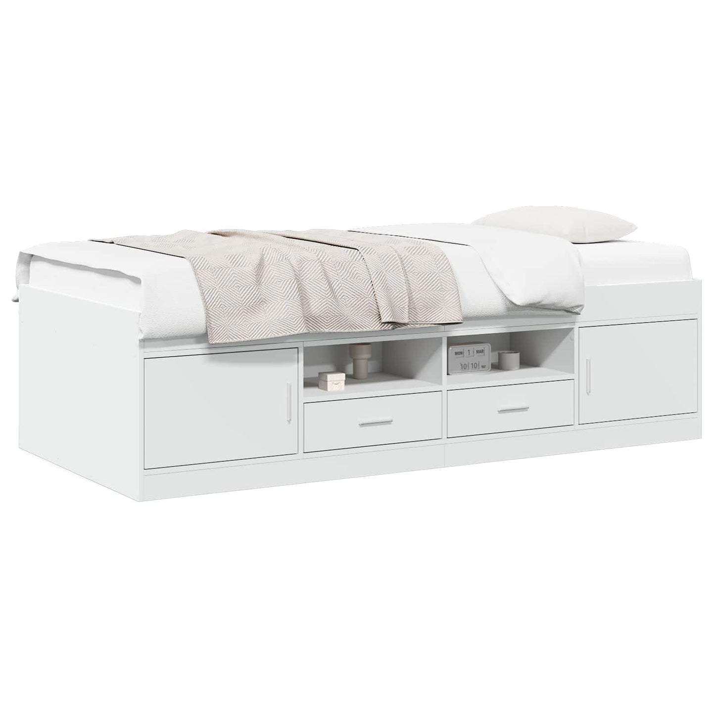 Telaio del letto con storage con cassetto Bianco 80 x 200 cm | homemem39