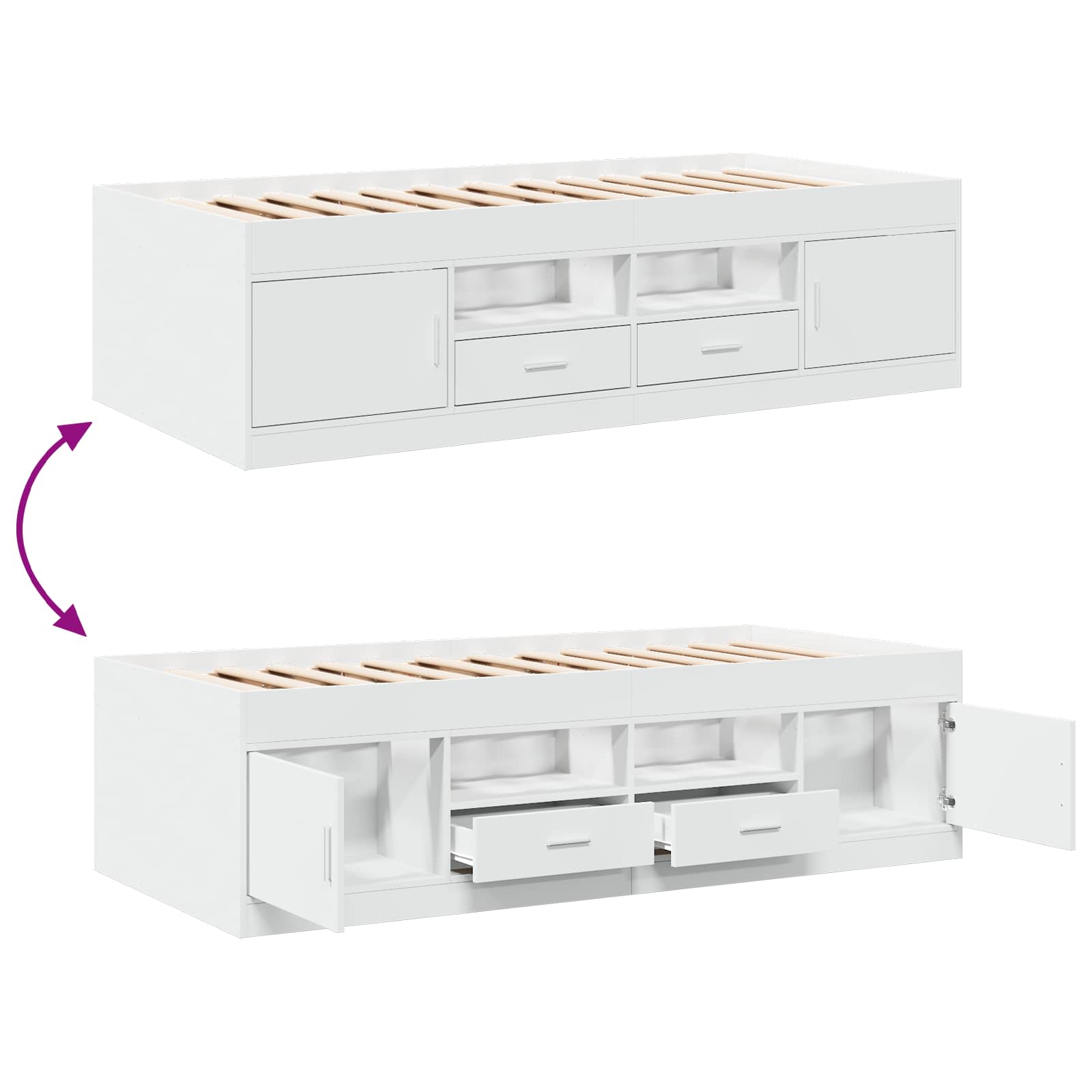Telaio del letto con storage con cassetto Bianco 80 x 200 cm | homemem39
