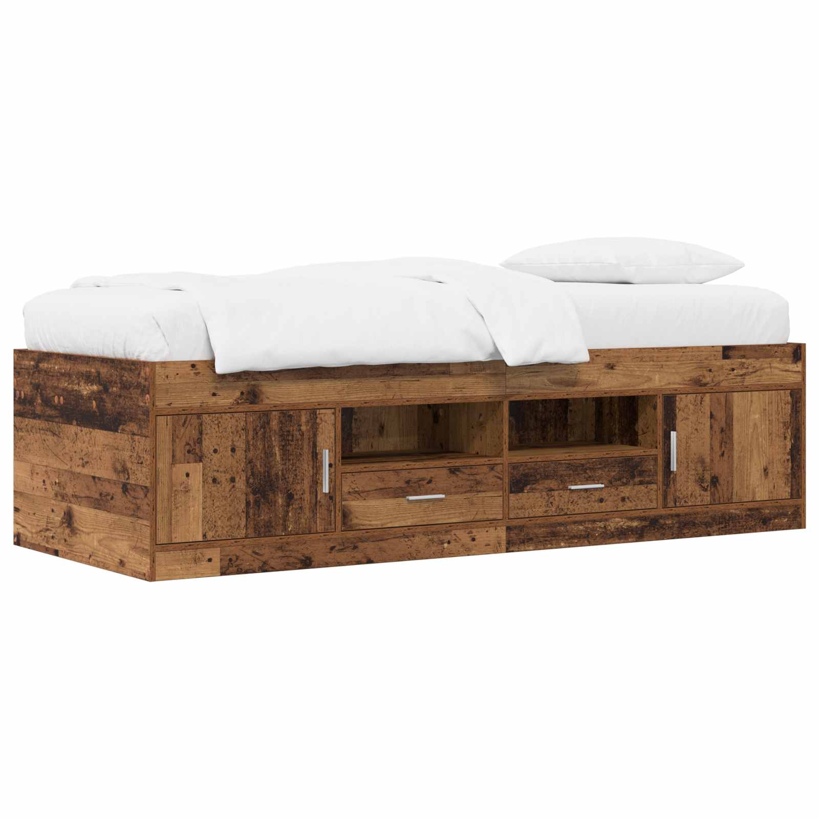 Telaio del letto con storage con porta Legno antico 80 x 200 cm | homemem39