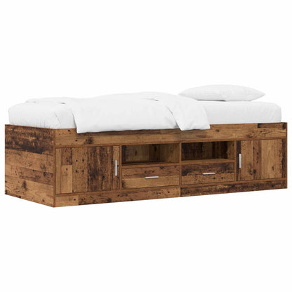 Telaio del letto con storage con porta Legno antico 80 x 200 cm | homemem39