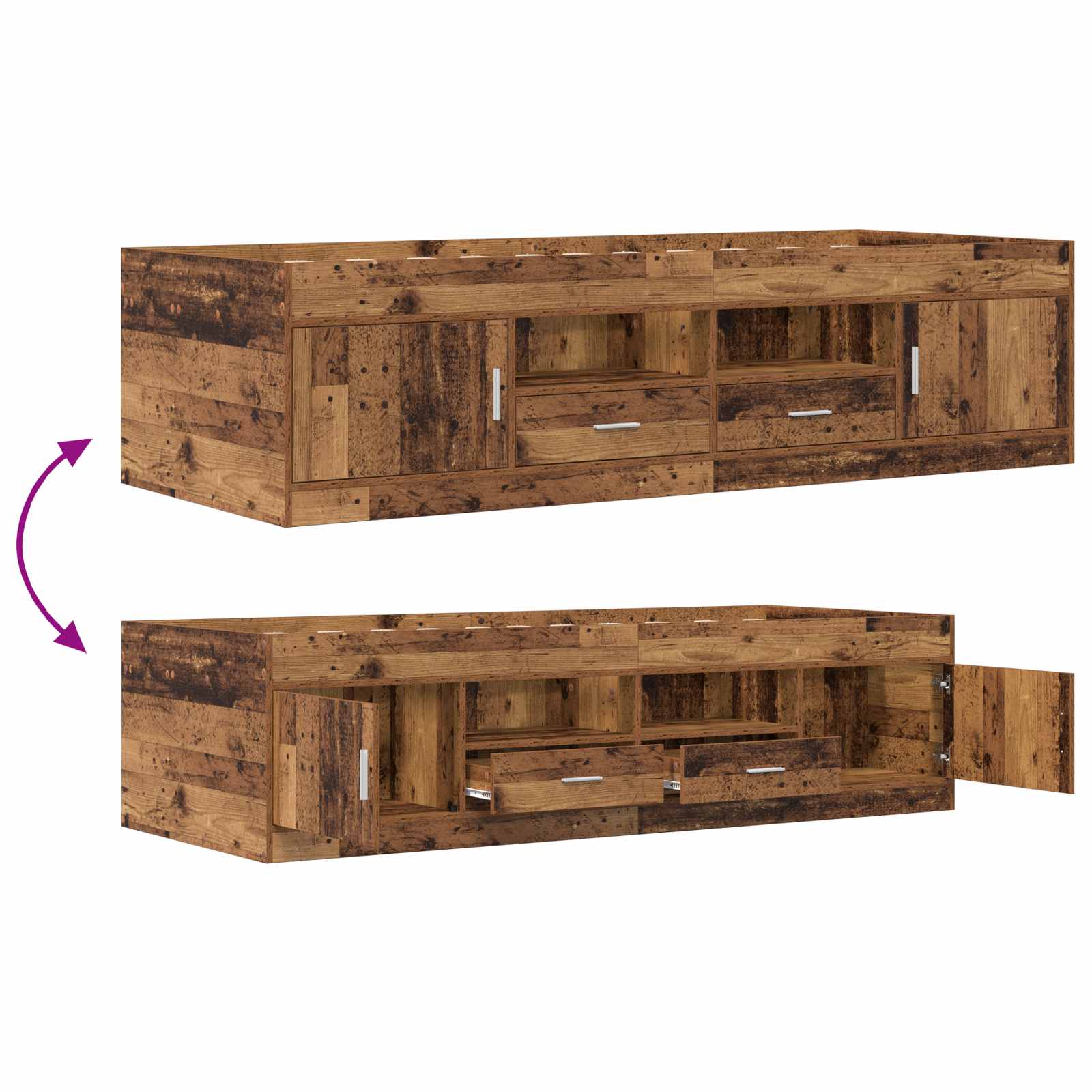 Telaio del letto con storage con porta Legno antico 80 x 200 cm | homemem39