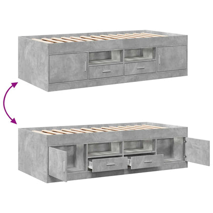 Telaio del letto con storage Grigio Cemento 80 x 200 cm | homemem39