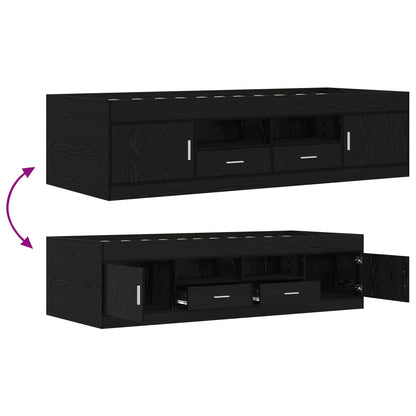Telaio del letto con storage con porta Rovere Nero 80 x 200 cm | homemem39