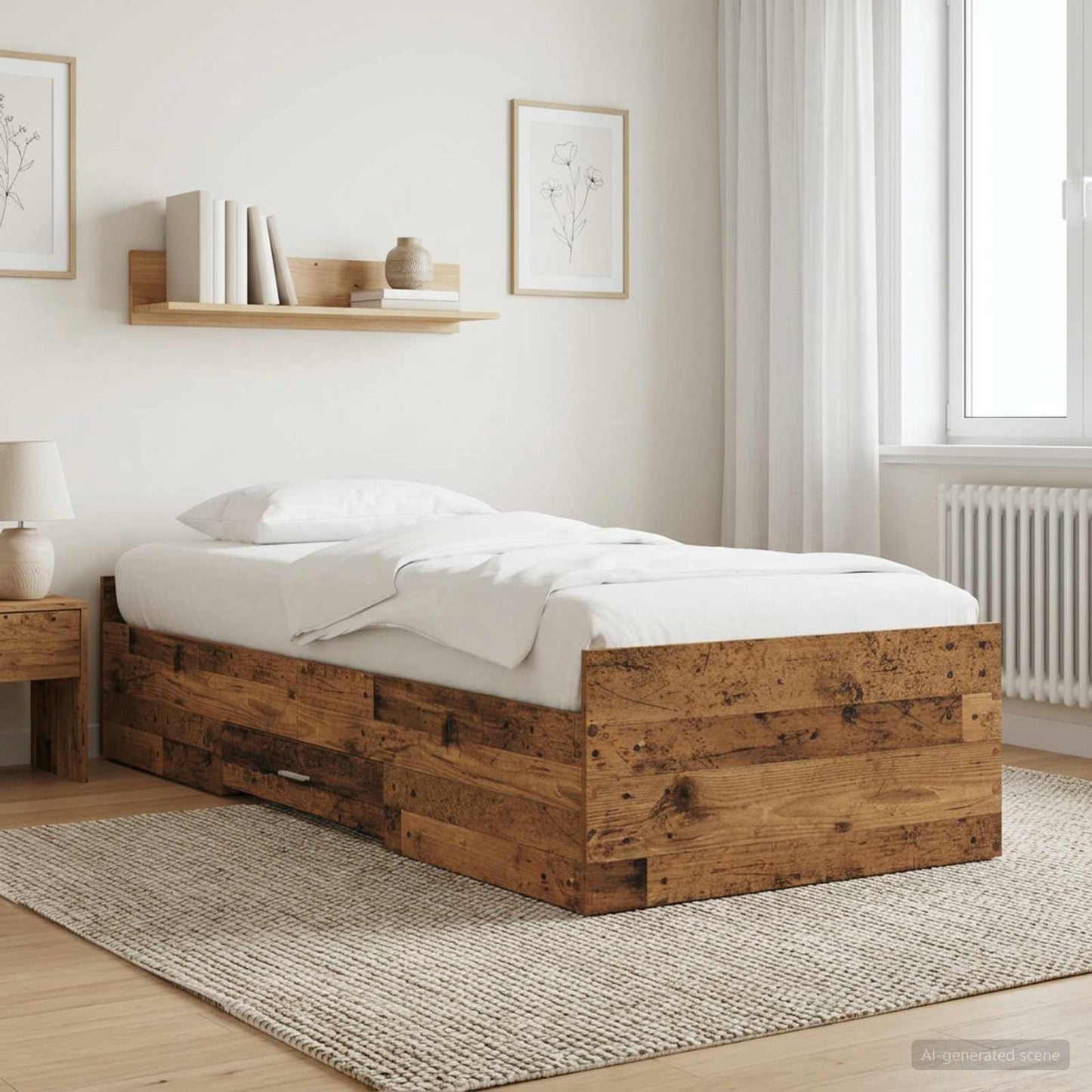 Telaio del letto con storage Legno antico 80 x 200 cm | homemem39