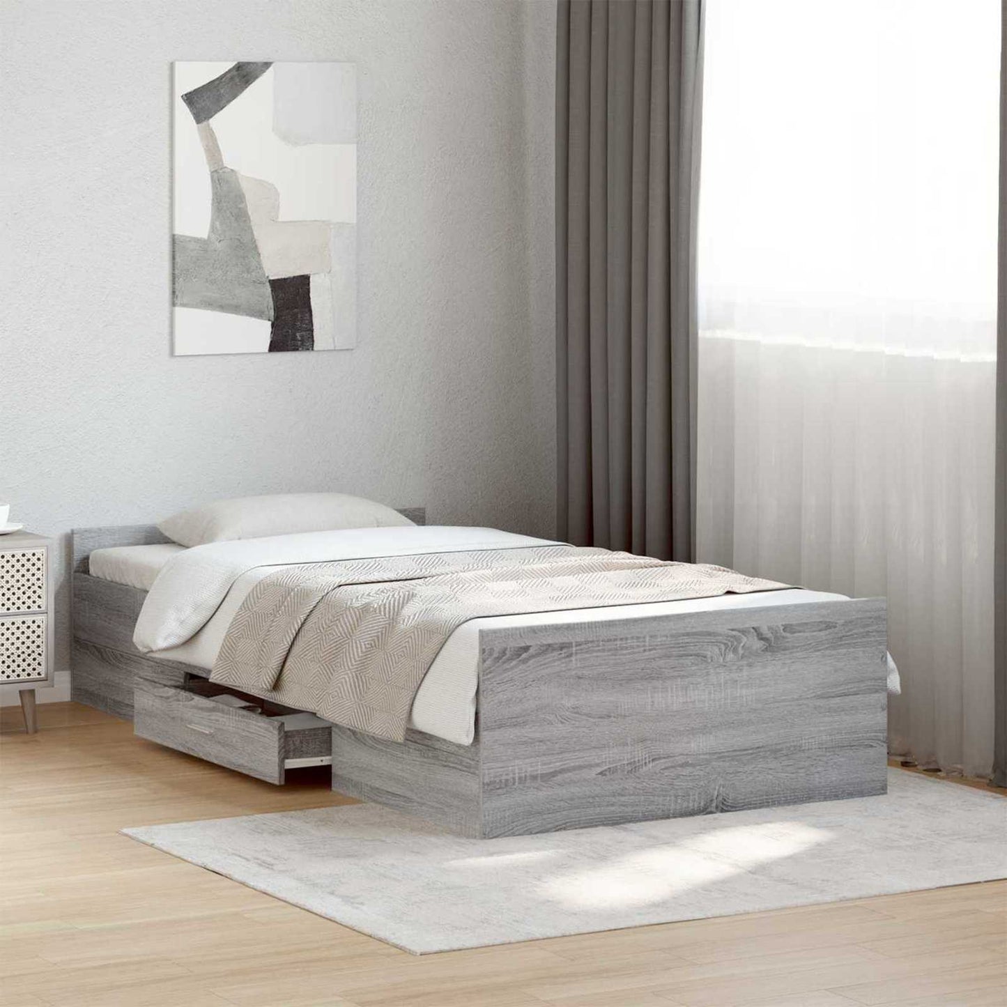 Telaio del letto con storage Sonoma grigio 80 x 200 cm | homemem39