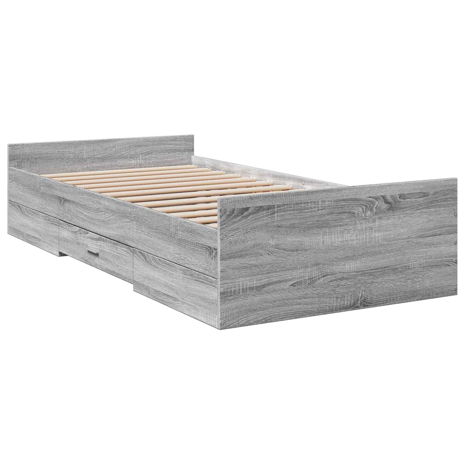 Telaio del letto con storage Sonoma grigio 80 x 200 cm | homemem39