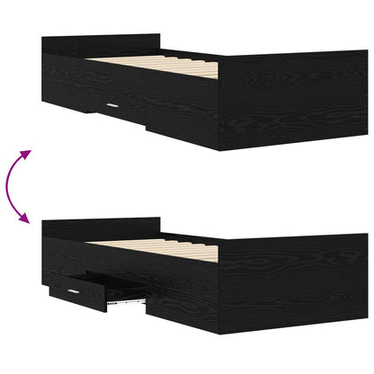 Telaio del letto con storage Rovere Nero 80 x 200 cm | homemem39