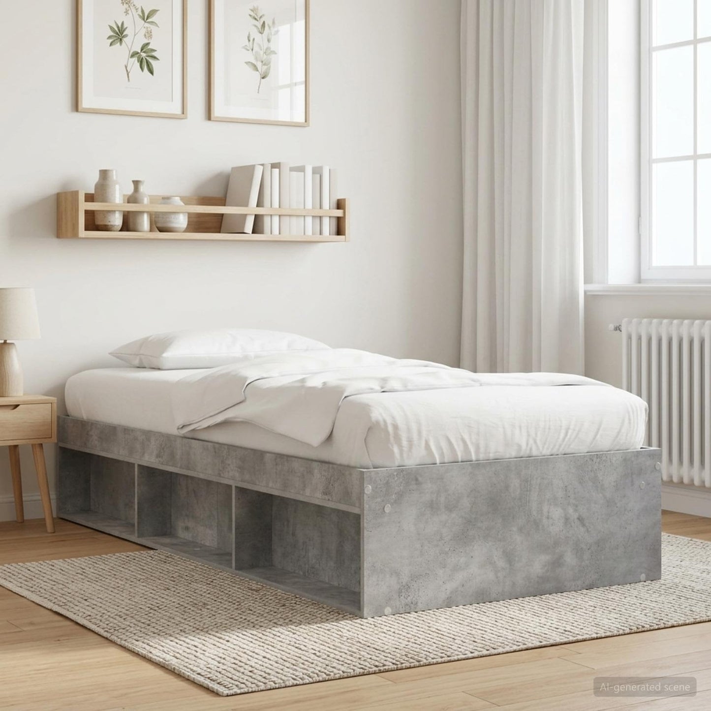 Telaio del letto con storage Grigio Cemento 80 x 200 cm