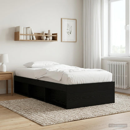 Telaio del letto con storage Rovere Nero 80 x 200 cm