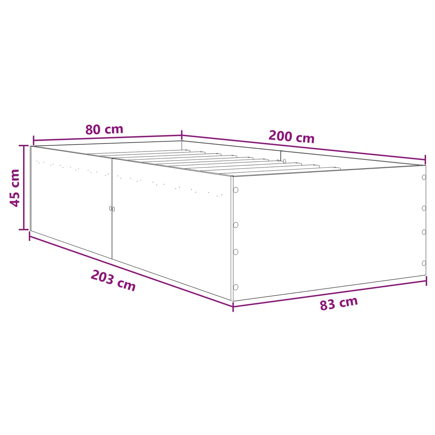 Struttura letto a pavimento Bianco 80 x 200 cm | homemem39