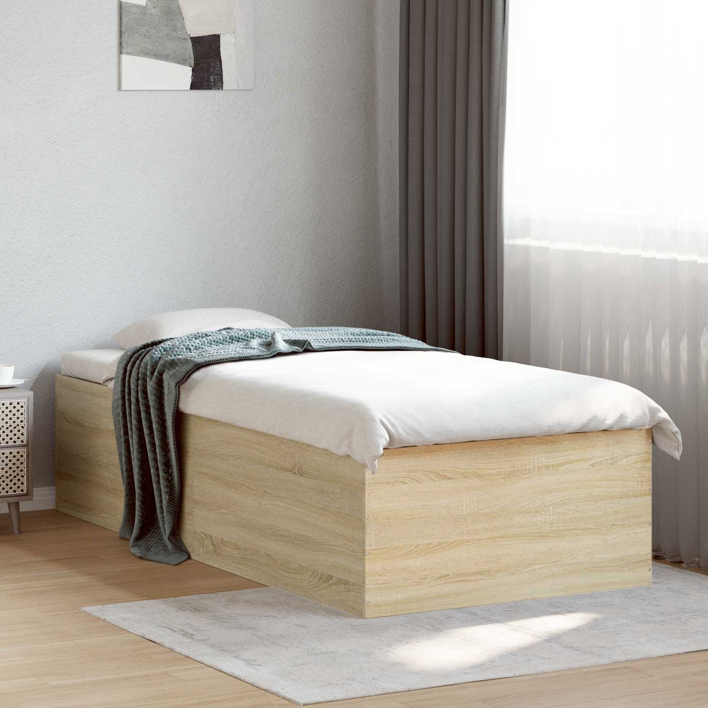 Struttura letto a pavimento Rovere Sonoma 80 x 200 cm