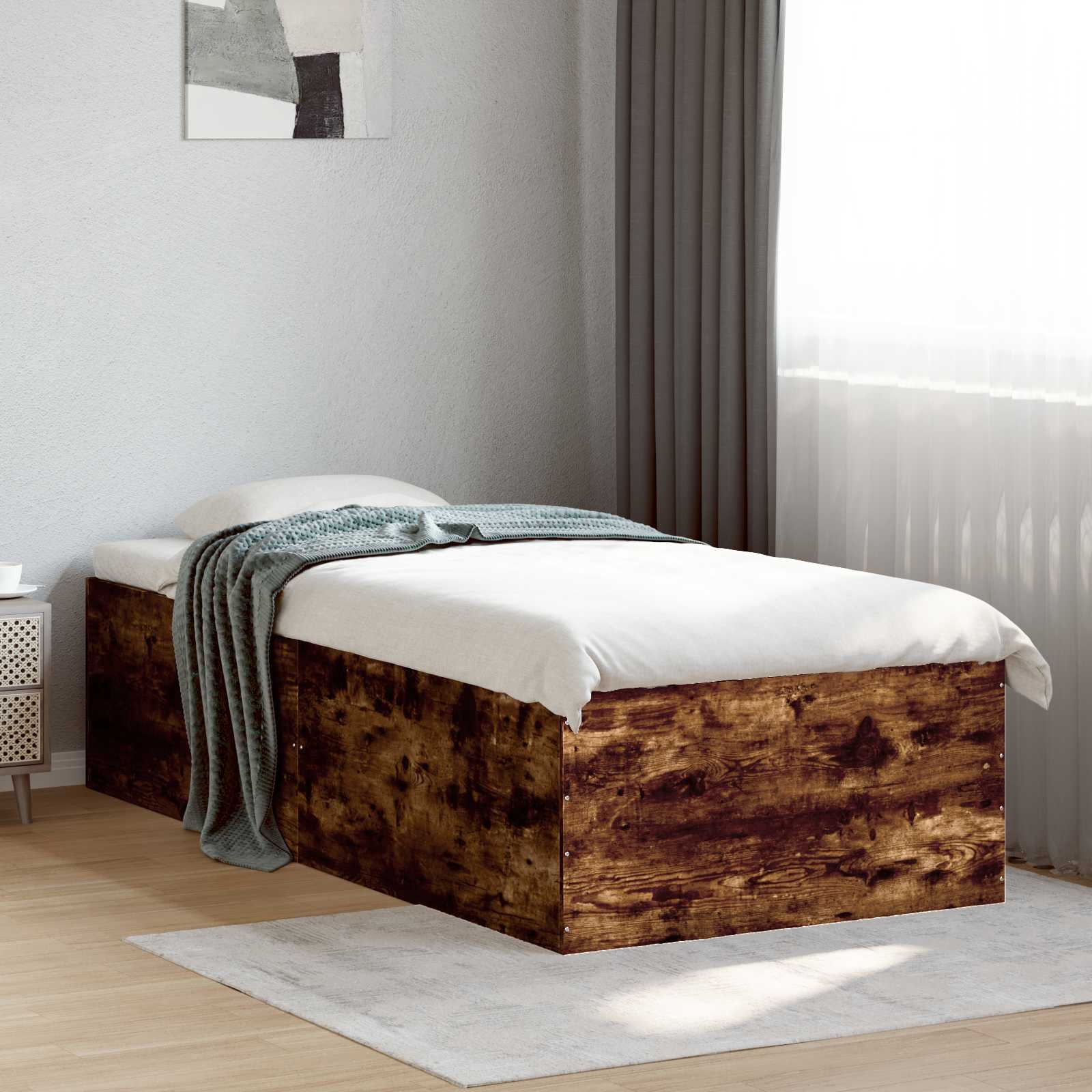 Struttura letto a pavimento Rovere Fumo 80 x 200 cm | homemem39