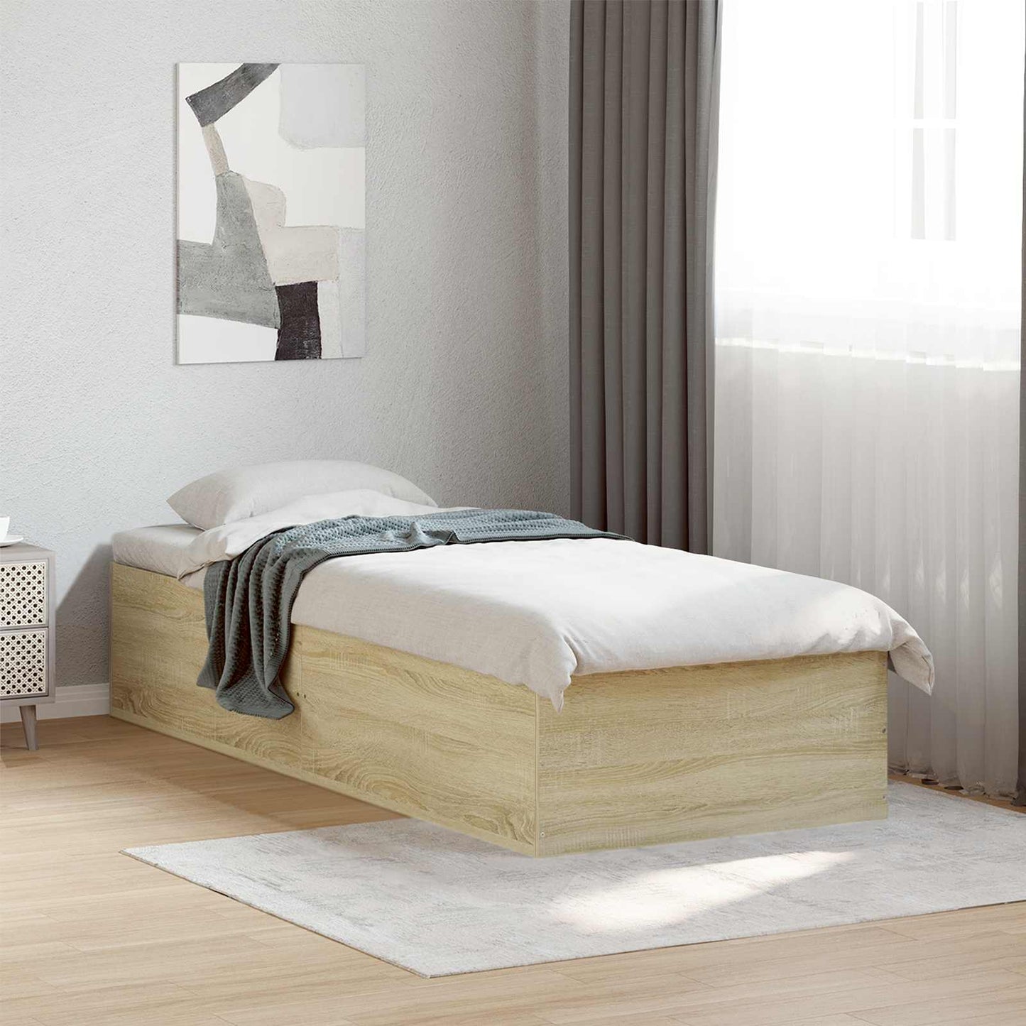 Struttura letto a pavimento Rovere Sonoma 80 x 200 cm | homemem39