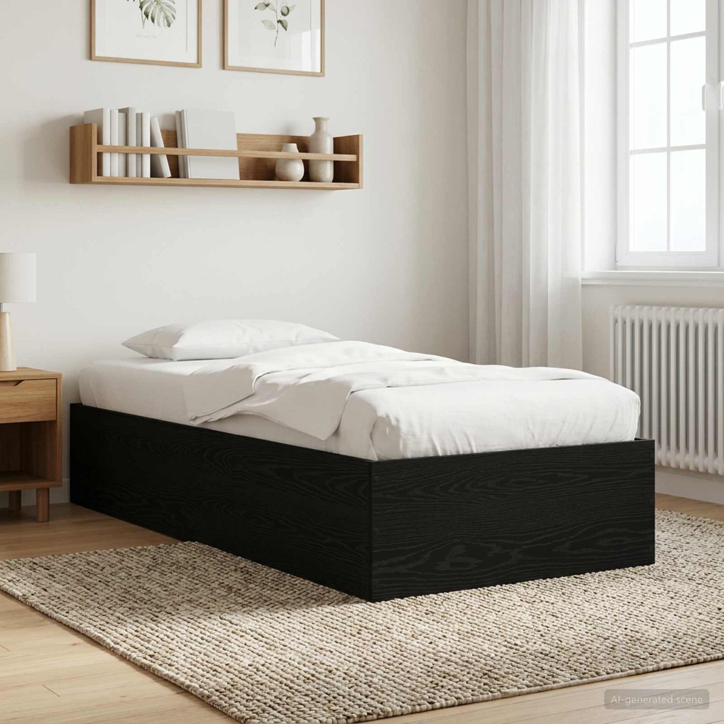 Struttura letto a pavimento Rovere Nero 80 x 200 cm | homemem39