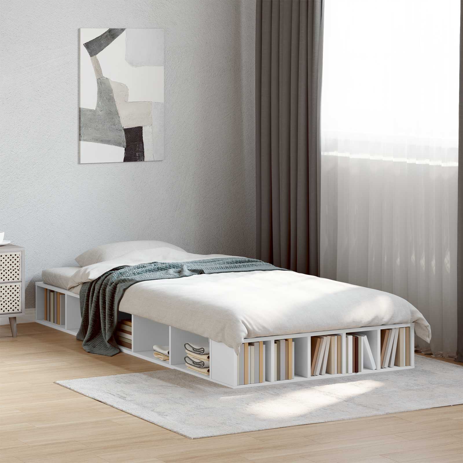 Telaio del letto con storage con lo scaffale Bianco 80 x 200 cm | homemem39