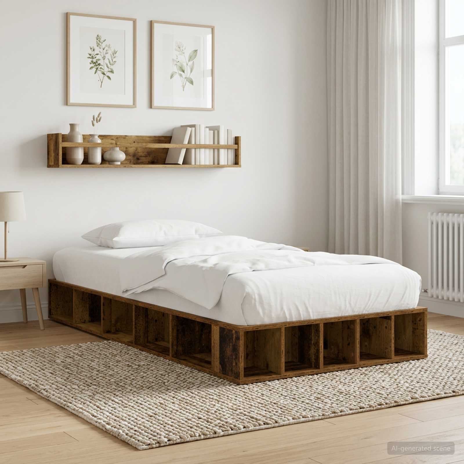 Telaio del letto con storage Legno antico 80 x 200 cm | homemem39