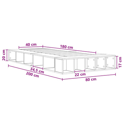Telaio del letto con storage Legno antico 80 x 200 cm | homemem39