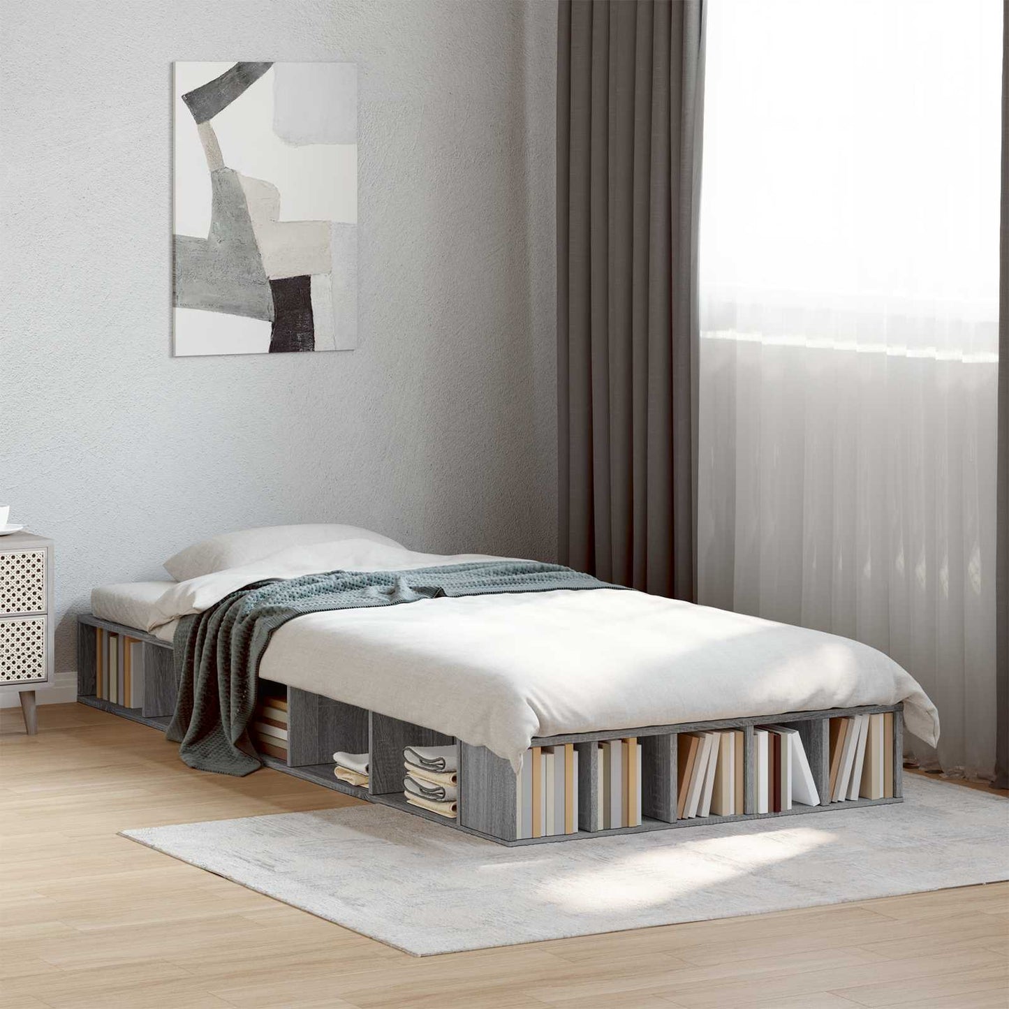 Telaio del letto con storage Sonoma grigio 80 x 200 cm | homemem39