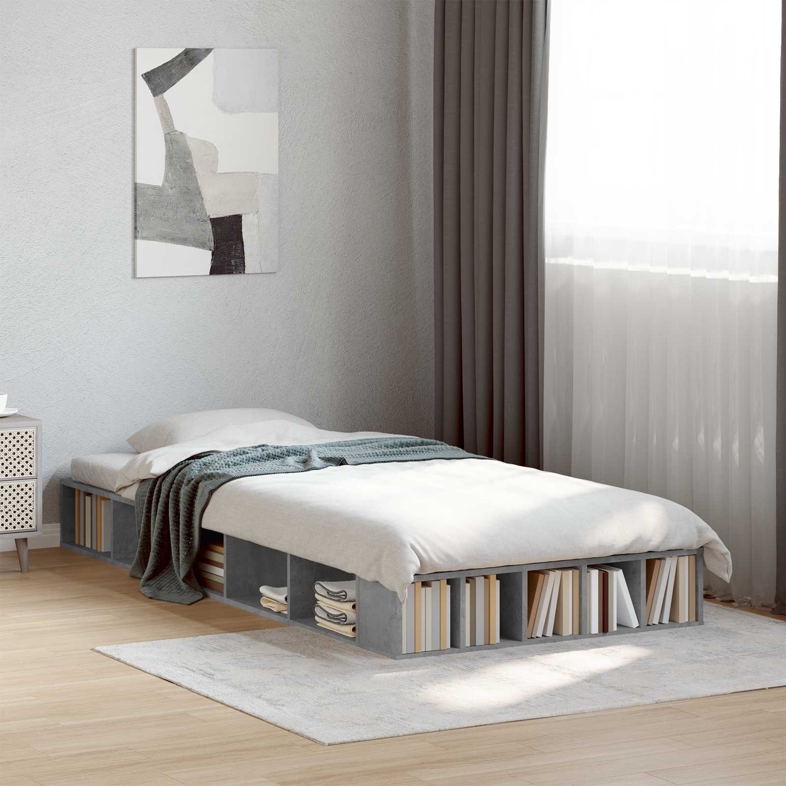 Telaio del letto con storage Grigio Cemento 80 x 200 cm | homemem39