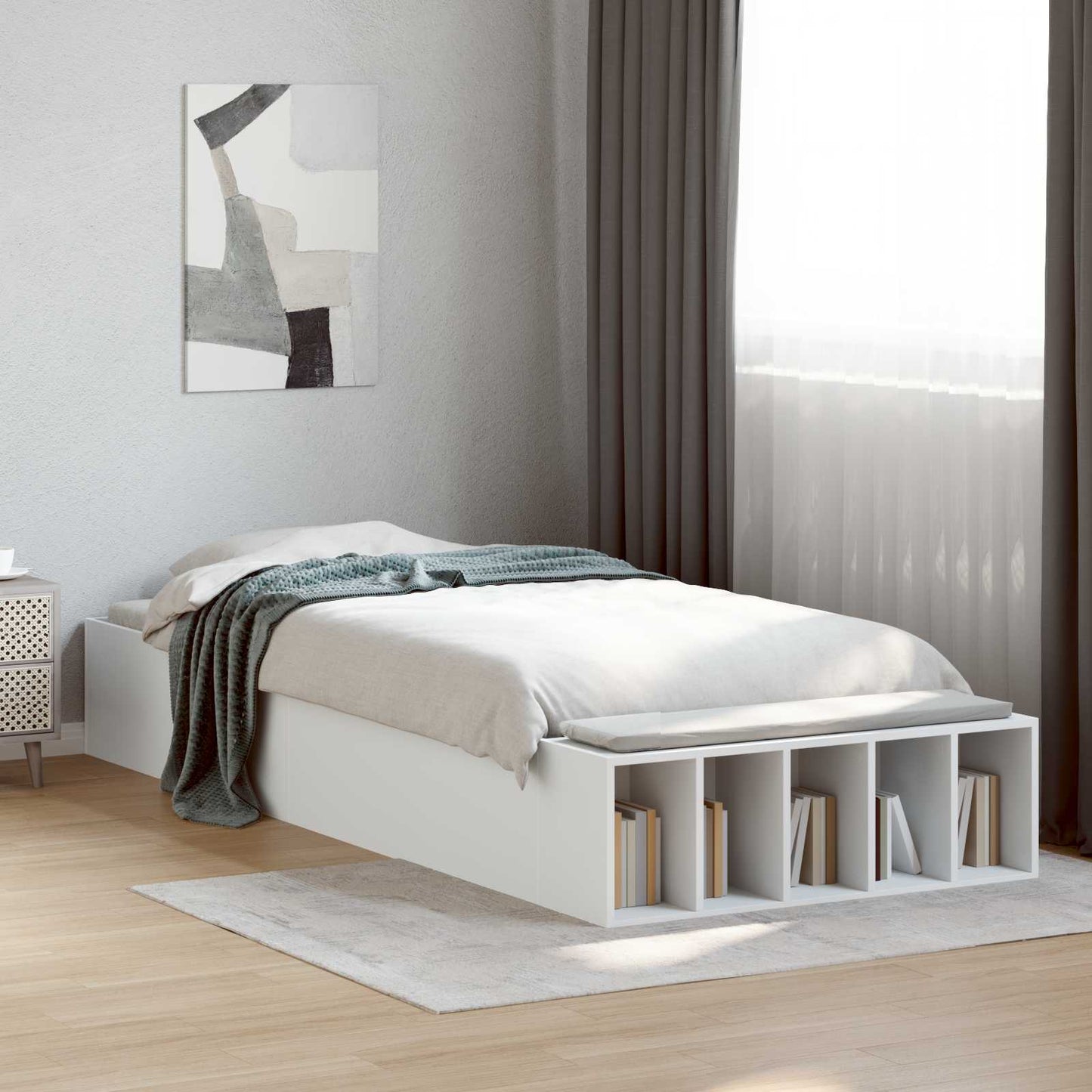 Telaio del letto con storage con lo scaffale Bianco 80 x 200 cm | homemem39