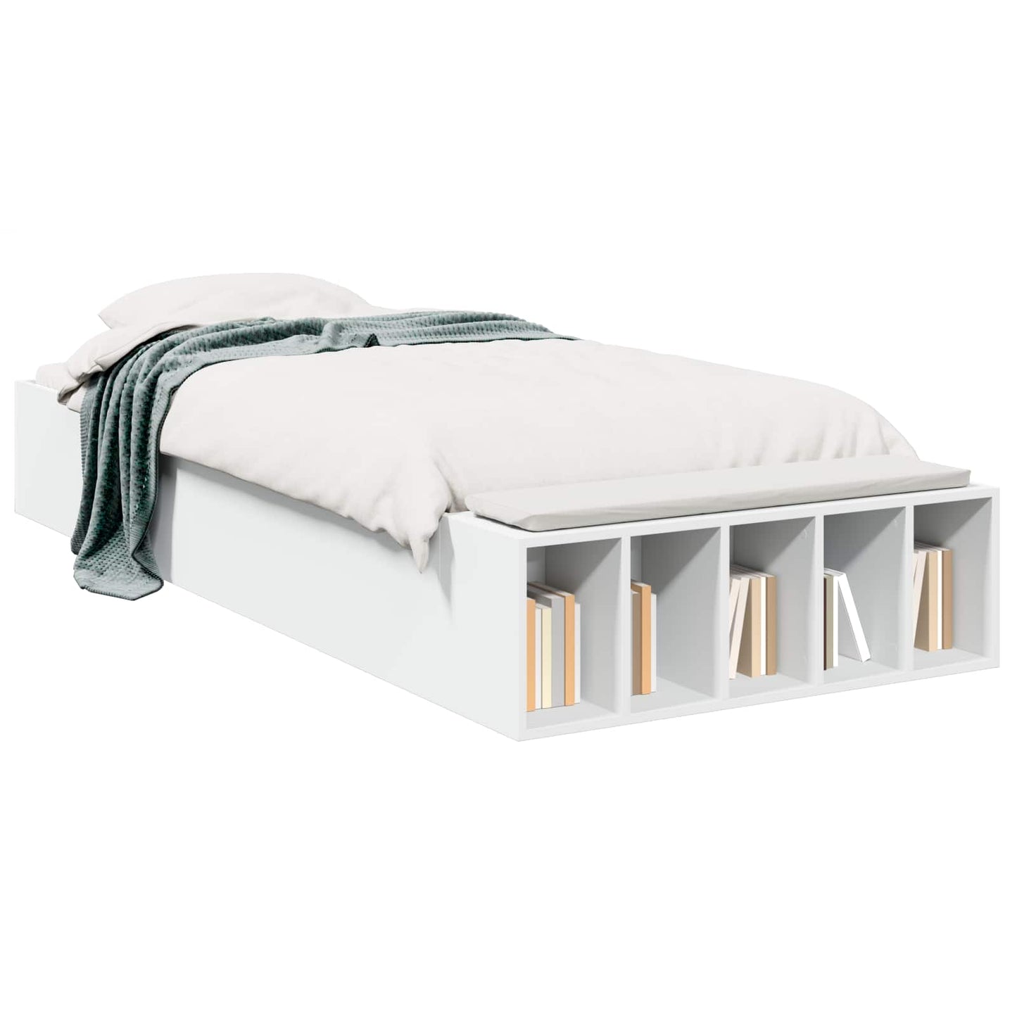 Telaio del letto con storage con lo scaffale Bianco 80 x 200 cm | homemem39