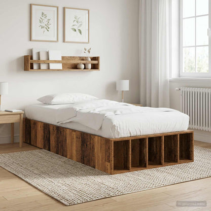 Telaio del letto con storage Legno antico 80 x 200 cm | homemem39