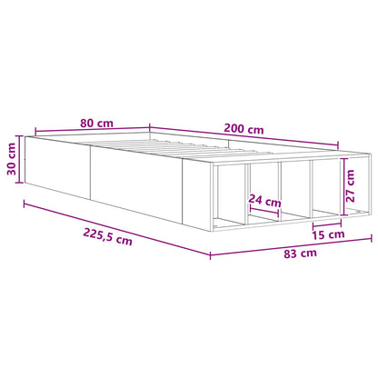 Telaio del letto con storage Sonoma grigio 80 x 200 cm | homemem39