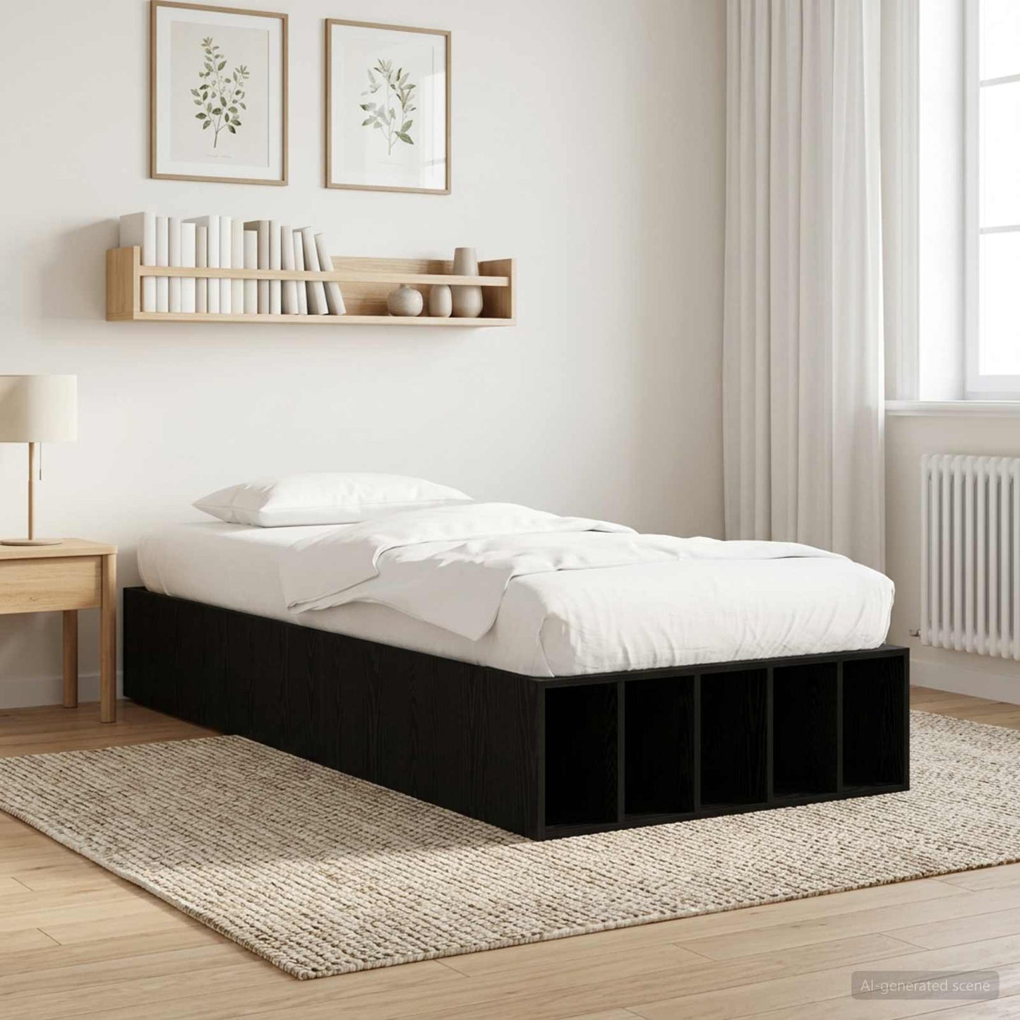 Telaio del letto con storage Rovere Nero 80 x 200 cm | homemem39