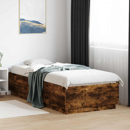 Letto con LED Rovere Fumo 80 x 200 cm Legno ingegnerizzato | homemem39