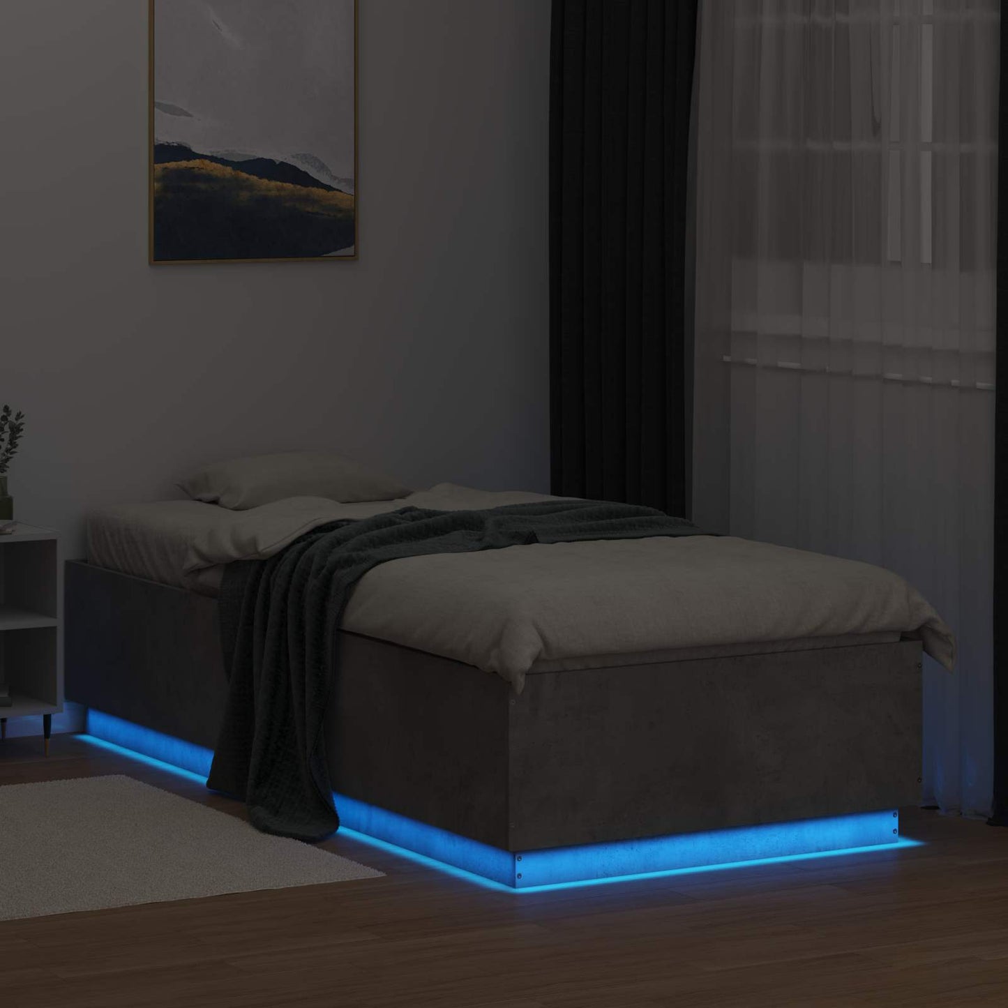 Letto con LED Grigio Cemento 80 x 200 cm Legno ingegnerizzato | homemem39