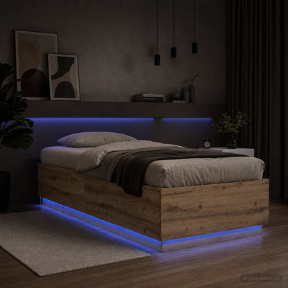Letto con LED con strisce LED Rovere Artigianale 80 x 200 cm