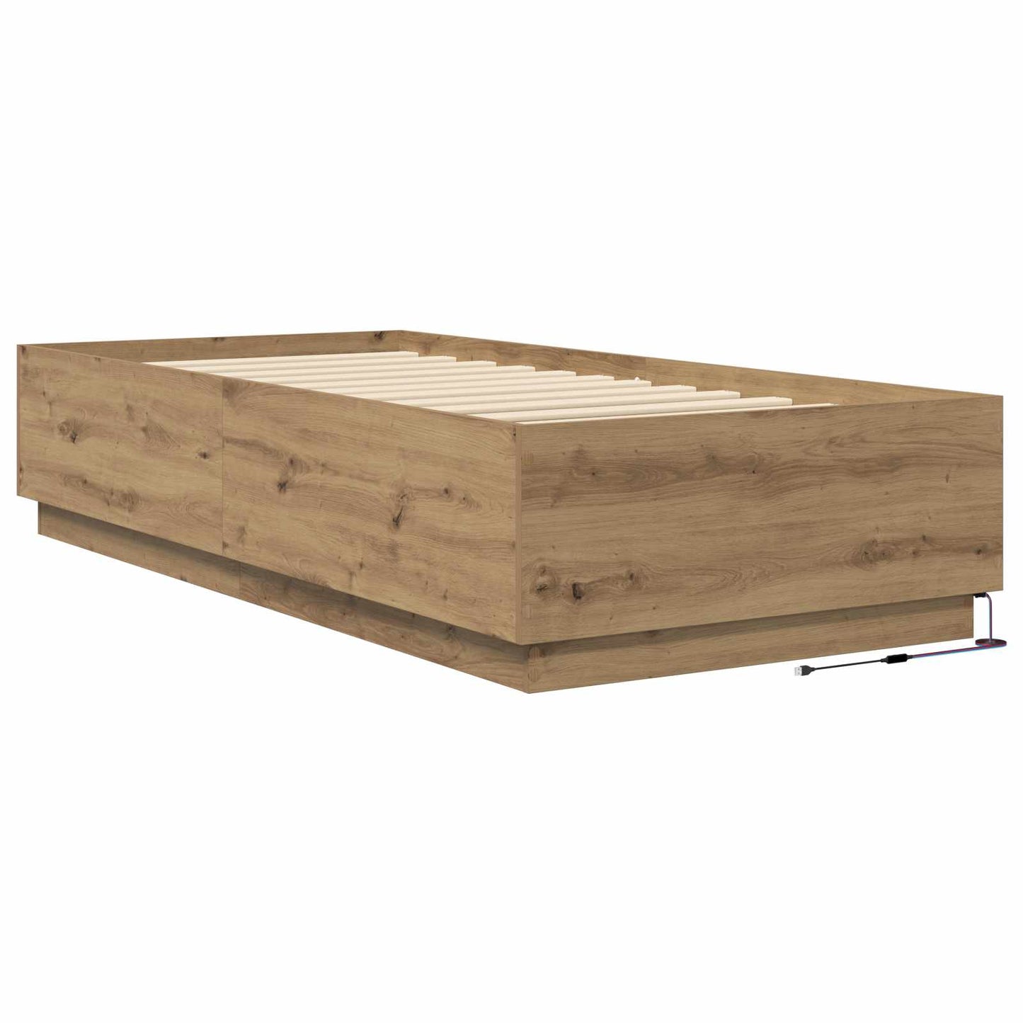 Letto con LED con strisce LED Rovere Artigianale 80 x 200 cm