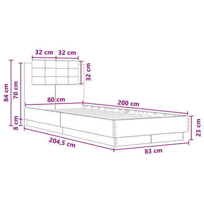 Struttura letto con testata Rovere Sonoma 80 x 200 cm | homemem39