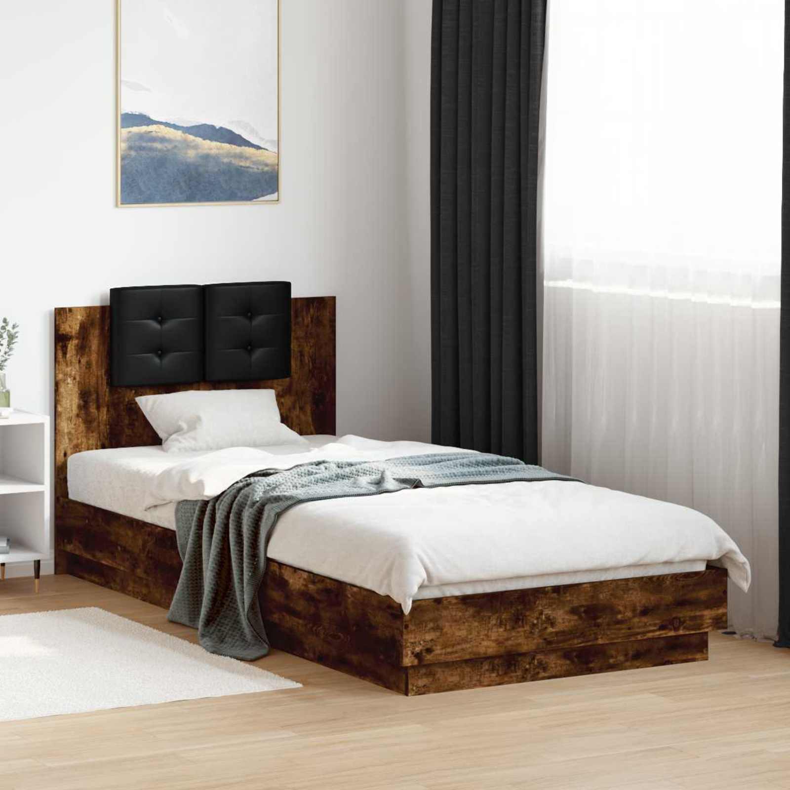 Struttura letto con testata Rovere Fumo 80 x 200 cm | homemem39
