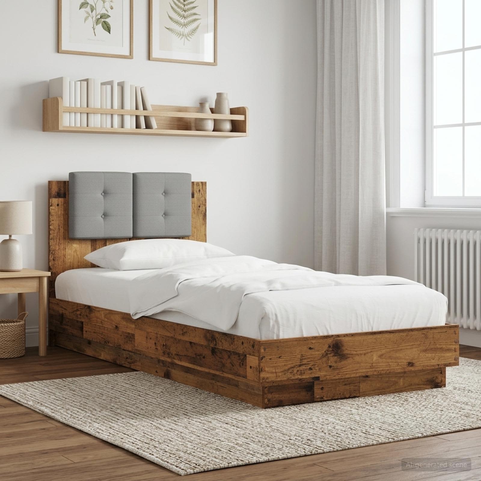 Struttura letto con testata Legno antico 80 x 200 cm | homemem39